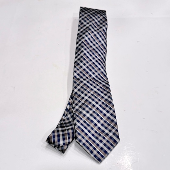 Michael Kors Men's Grid Check-Print Tie - Taupe - Picture 4 of 5